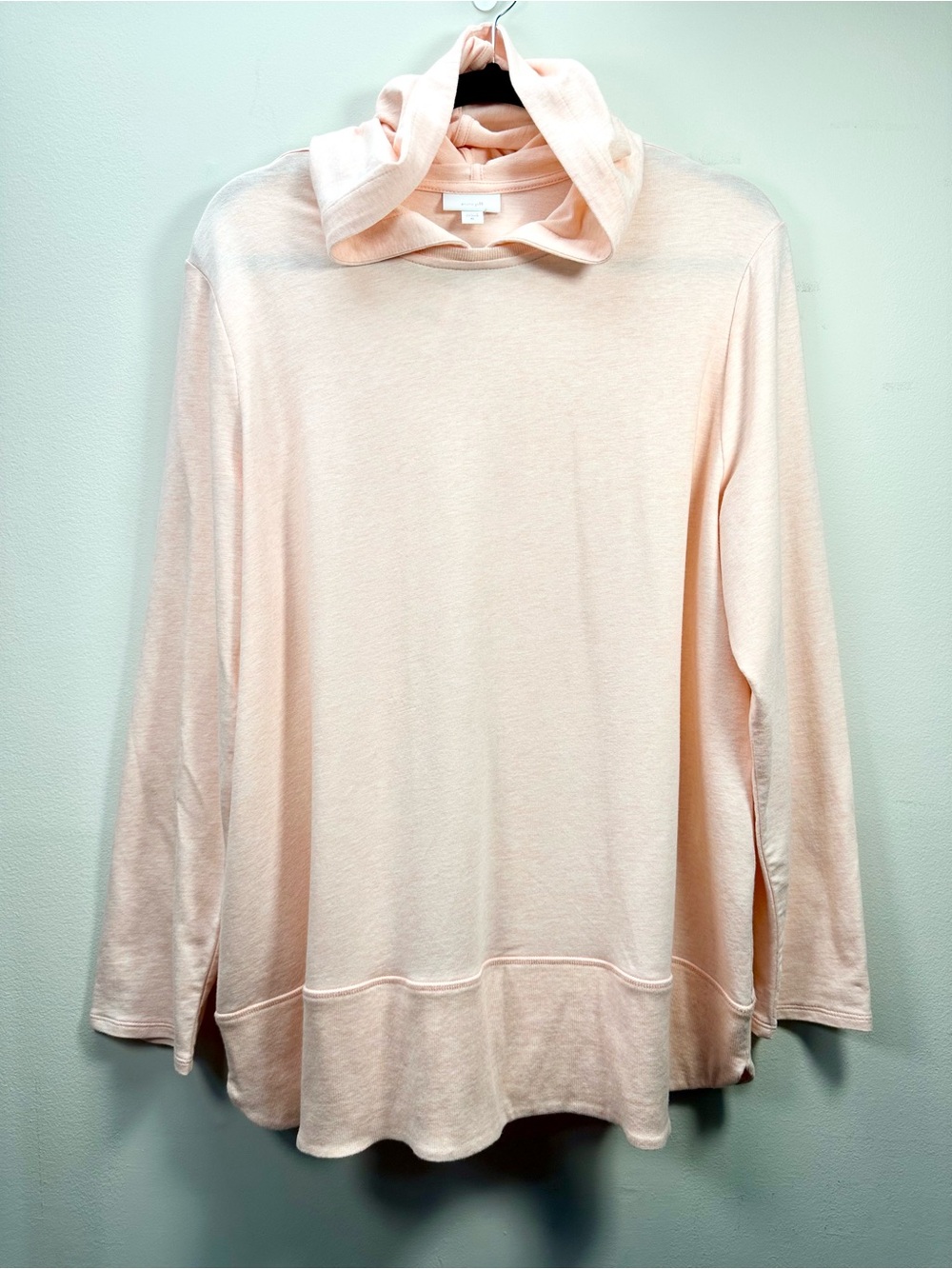 J. Jill Pure Jill Harmony Rib-Trimmed Hoodie, Soft Coral Dust Heather, XL - Picture 5 of 13